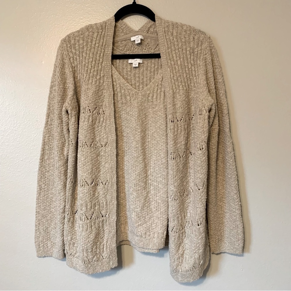 J. Jill Knit Crochet Tank and Cardigan Set